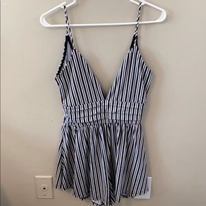 black and white striped romper